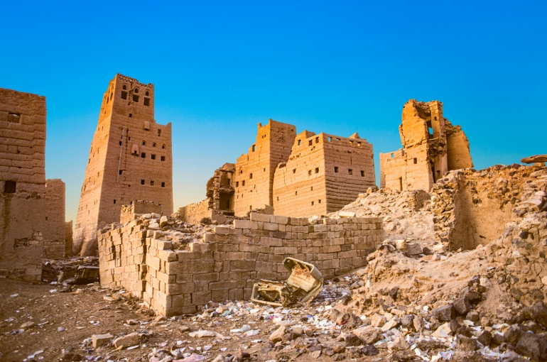 abandonned historic loam city of Marib in South Yemen with litter; Shutterstock ID 1462779728; purchase_order: ajanet; job: ; client: ; other: