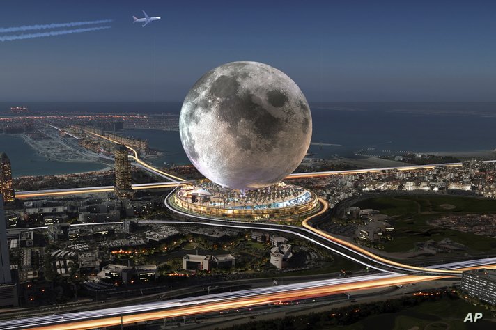 This artist rendering shows the $5 billion project, MOON envisioned on the Dubai Pearl, a coveted plot of land at the base of…